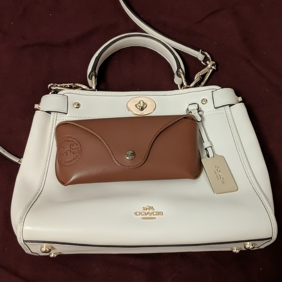 Coach mini white stachel with top handle